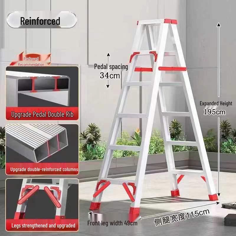 4m Aluminum Alloy A-Frame Ladder: Thickened, Non-Extendable, Foldable Household and Engineering Use