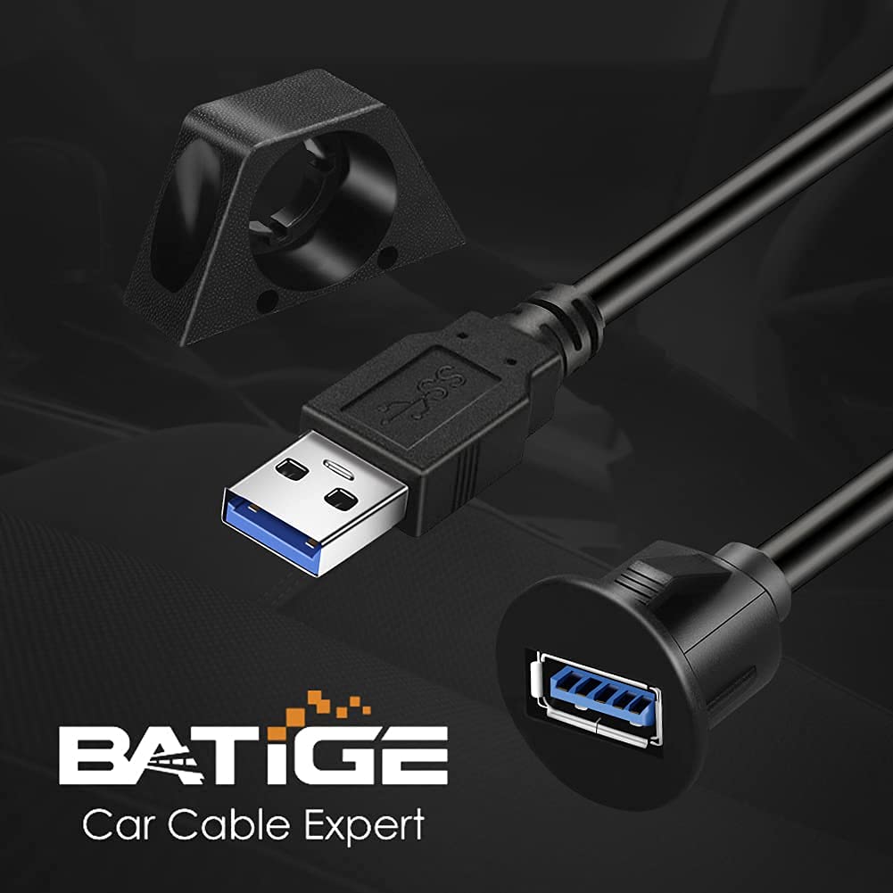 Batige Small USB Male To Female Car Aux Mount Flush Panel Extension Cable Car