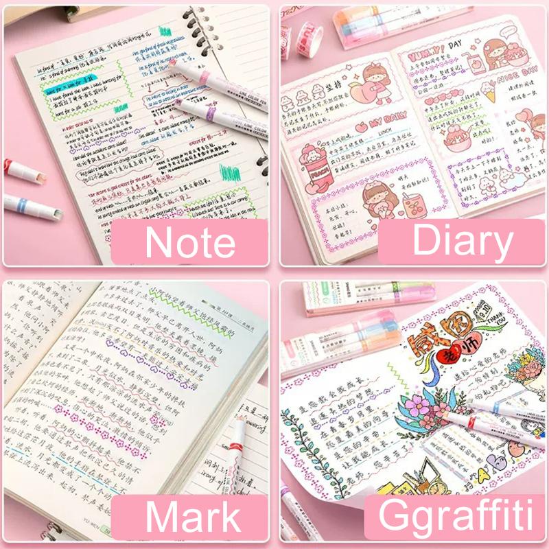 3PCS/Pack Multiple Shaped Decorative Outline Pen Colored Curve Pen Writing Drawing Props for Diary Planner School Stationery ZYF