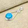 Blauer Türkis Edelstein Handgefertigt 925 Sterling Silber Schmuck Anhänger Charm Geschenk für Mama