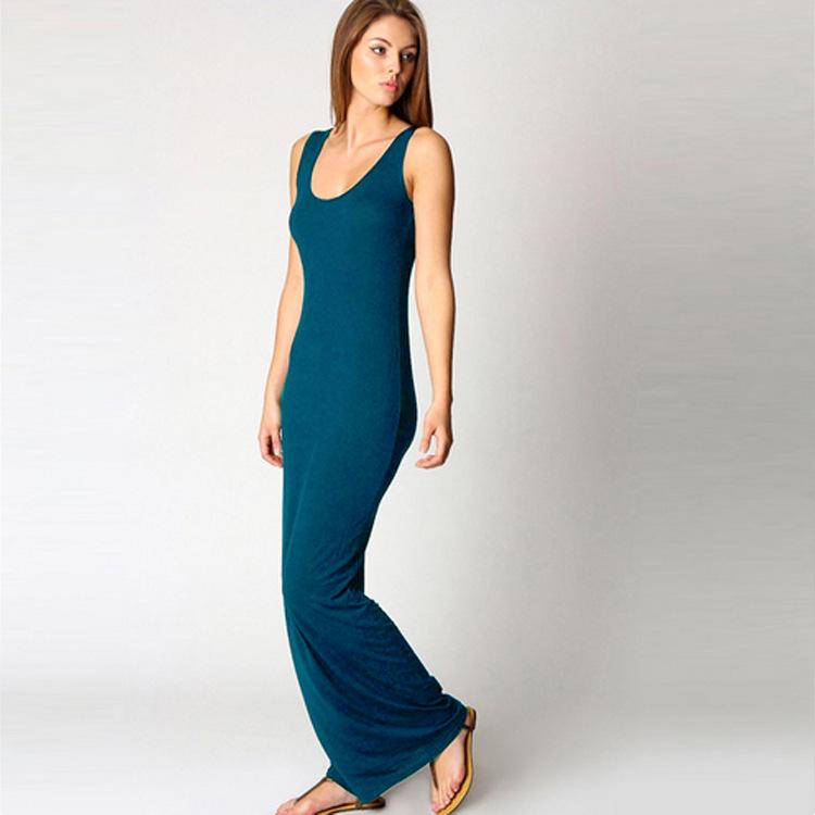 Elegant Solid Color Bodycon Tank Dress for Nightclub Summer