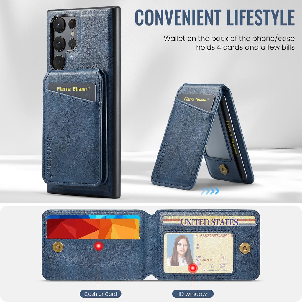 025 Style For Samsung Galaxy S22 Ultra 5G Case RFID Blocking Leather+TPU Phone Cover Detachable