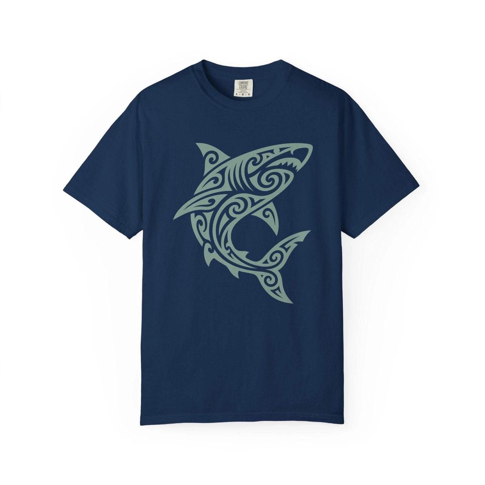 Tribal Shark T-Shirt | Polynesian Tattoo Style Graphic Tee | Comfort Colors XXXXL
