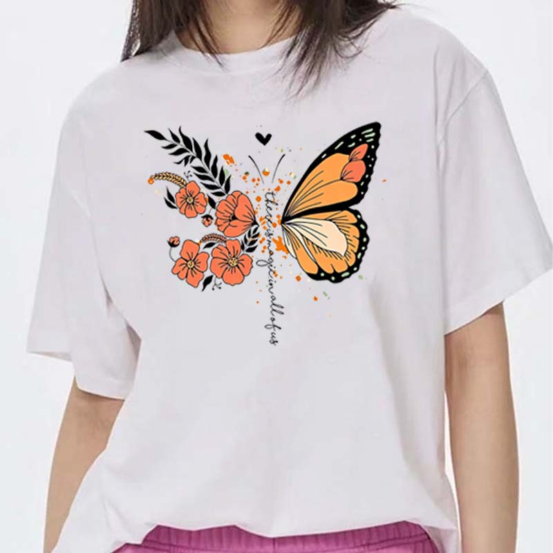 Butterfly Graphic Print Tshirts For Unisex Summer Casual Fashion Funny Vintage Tops Crew Neck Short Sleeve Cotton Tshirts