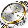 Automatic Self-Wind Men's Watch Luxury Business Dress Watches with Date Display Steel Bracelet Waterproof Luminous Hands