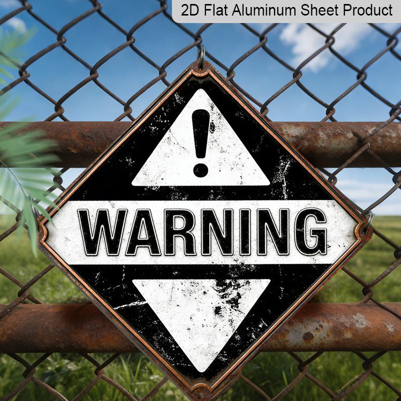 2D Flat, 1pc, Warning Sign Theme, Decorative Gift for Industrial Decor Lovers, Vintage Metal Sign, Suitable for Garage, Factory, Warehouse, Workshop
