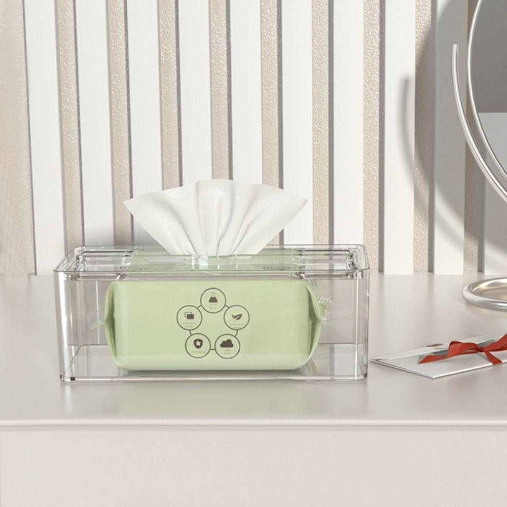 Waterproof Transparent Tissue Box Rectangular Multi-Functional Napkin Storage Case Large Capacity Space-saving