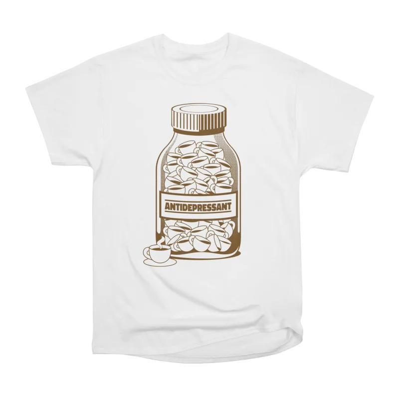 Men Casual Shirts Short Sleeves COFFEE ANTIDEPRESSANT Tees Oversized T-shirts S