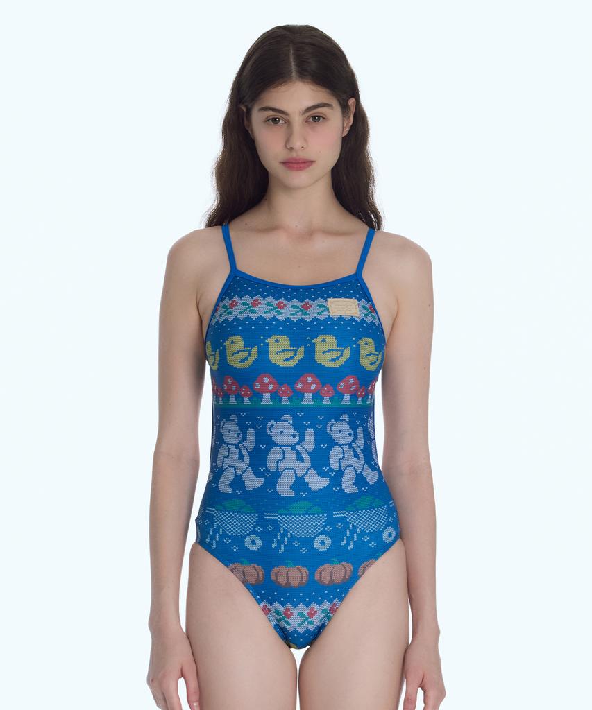 Lupeulupeu [Dreaming Teddy_Blue] One-Piece Swimsuit
