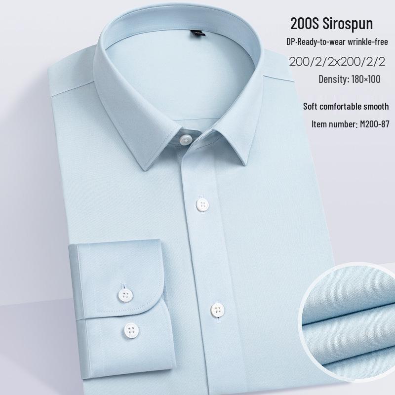 

Мужская формальная рубашка с длинным рукавом из 200S чистого хлопка, не требующая глажки, белая M