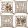 1pc Coffee Cushion Cover Christmas Tree Printed Durable Cover 2025 New for Home Ornament Xmas New Year Christmas Decoration