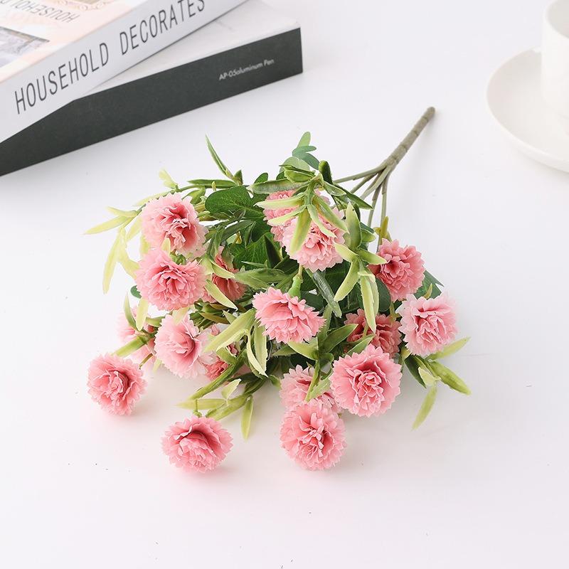 4 Bunches Fake Flower with Stems Small Carnation Artificial Flowers Bulk Silk Carnation Flowers for Outdoors Wedding Home Hotel Decorations