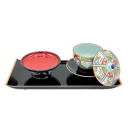 Temple serving set, porcelain, made in Japan (brocade pattern)