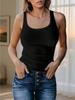 Rippen-Tanktop für Damen, ärmellos, U-Ausschnitt, figurbetontes Cami für Streetwear und zum Schichten
