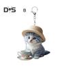 Cartoon Cat Acrylic Pendant Hanging Ornament High Durability Easy To Hang Decorative Car Rearview Mirror Keychain Pendant