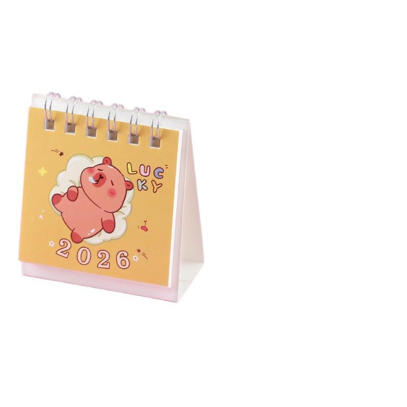 2026 Capybara Cartoon Desk Calendar - Creative Mini Ornament Gift for Children and Students