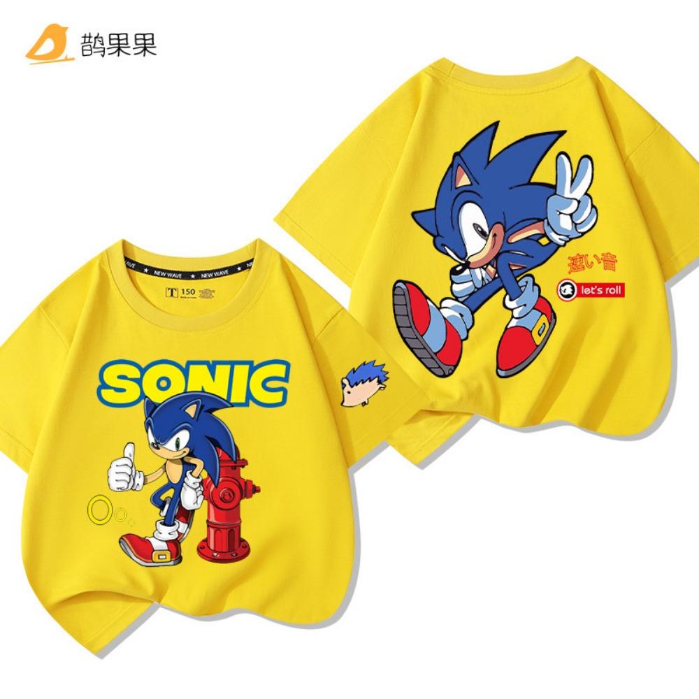 Children's Cartoon Sonic the Hedgehog Print Outdoor Boys and Girls Comfortable Loose Short-sleeved Summer