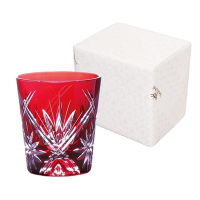 NARUMI Rocks Glass, Glassworks Waltz, 270 cc, rot gefärbtes geschliffenes Glas, Whiskyglas, altes Glas, Hochzeitsgeschenk, Tagesgeschenk, Geschenkbox, verpackt, Vatertagsgeschenk