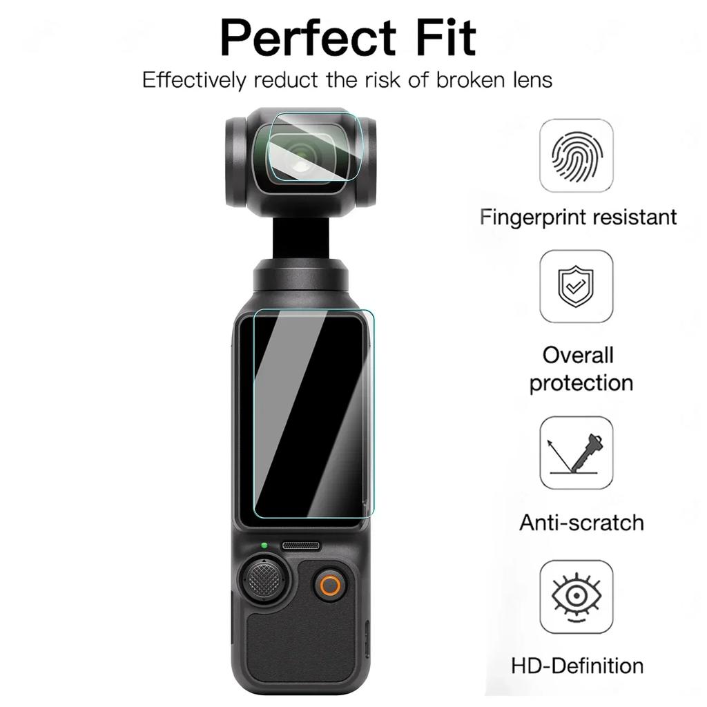 Tempered Glass Screen Protector for DJI Osmo Pocket 4 with Camera Lens Protective Films Shatterproof Cover for DJI Pocket 4/3/2
