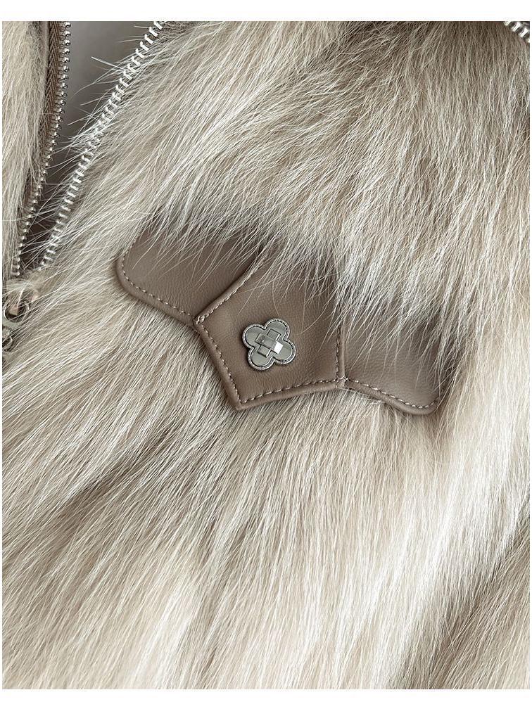 Maillard Women's Faux Fox Fur Coat: Short Leather Collar, Autumn Winter, Long Sleeve, Slimming, Age-Reducing Fashion