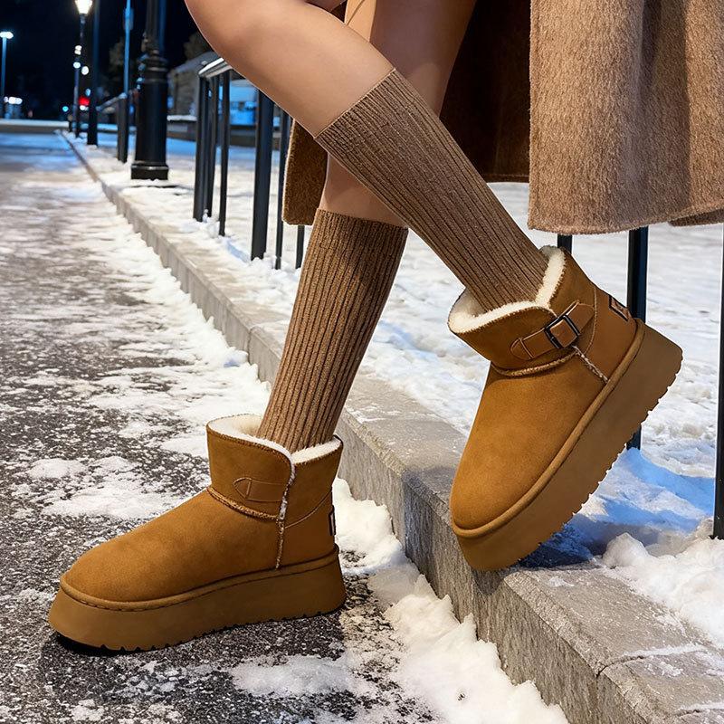 Fashion fur warm thick-soled snow boots women's winter velvet thickened new cotton shoes