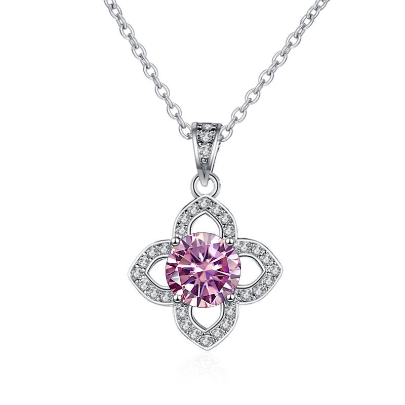 Bague Ringen 1ct VVS D Color Moissanite Pendant Necklace Women's 925 Sterling Silver Lucky Clavicle Chain Valentine's Day Gift
