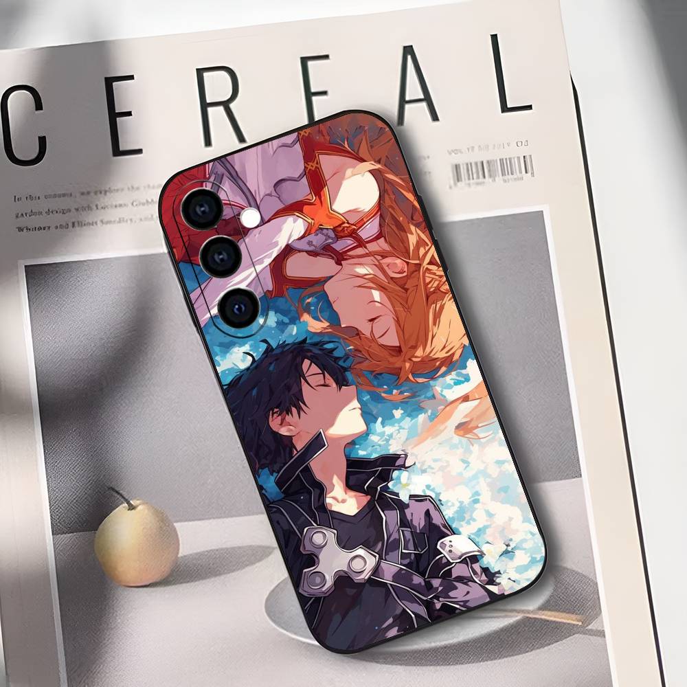 A-Asuna K-Kirito Phone Case For Samsung Galaxy A73,A72,A71,A70,A53,A52,A51,Soft Silicone Black Cover