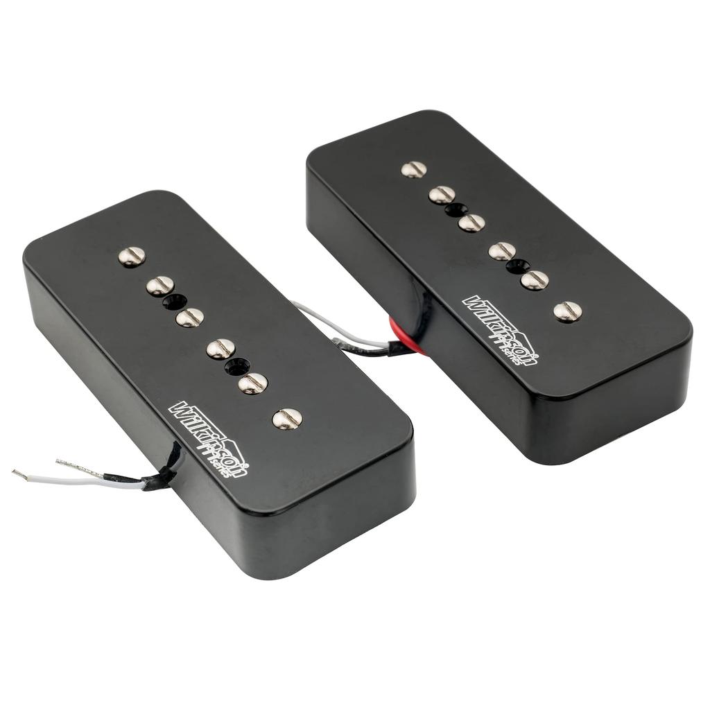 Wilkinson M Series Alnico 5 P90 Soapbar Single-Coil Pickup Set for Les Paul/SG Electric Guitars, Black (Set of 2)