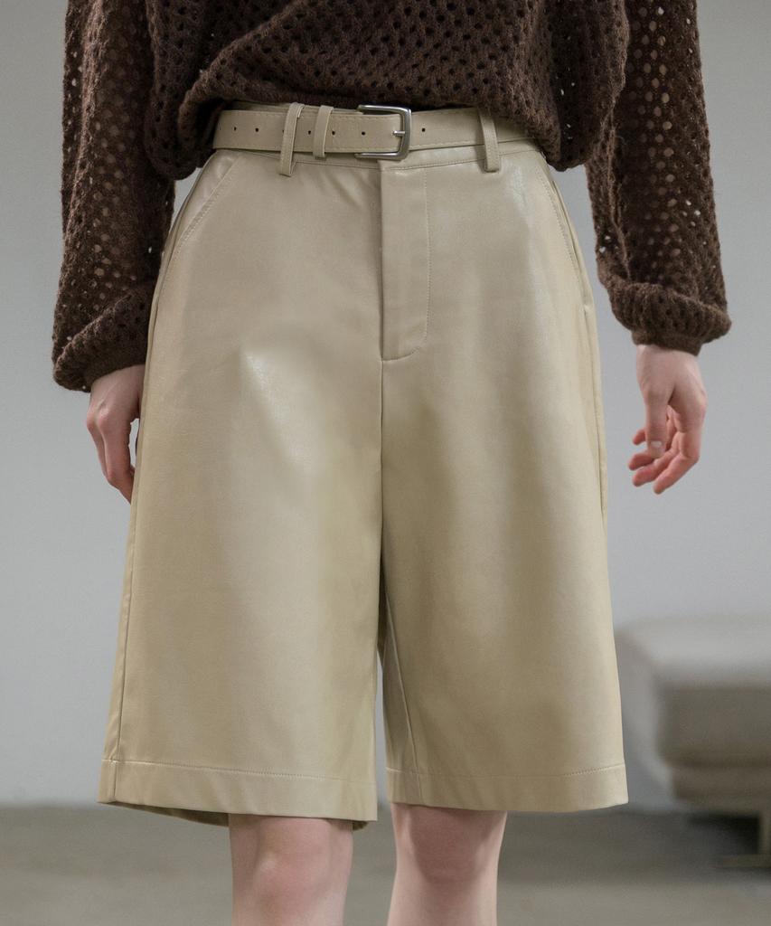 HYFVE Leather Bermuda Belted Pants