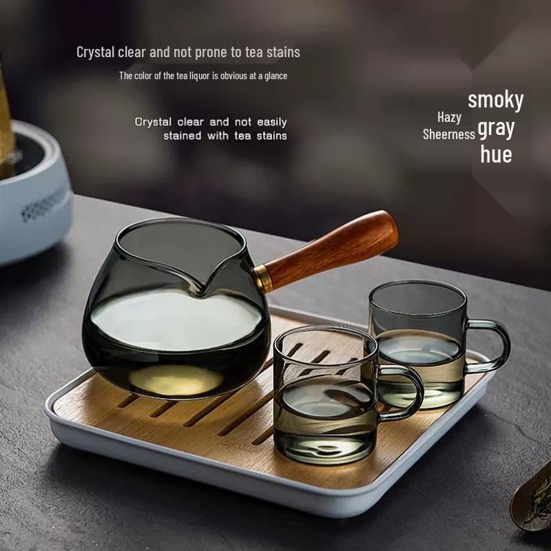 Shangqi Heat-Resistant Glass Fairness Cup with Wooden Handle