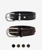 MINAV 2-Pack Minimal Real Leather Belt + Weaving Belt