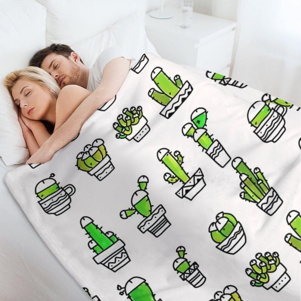 COCK PLANTS CACTUS GREEN WATERCOLOR Throw Blanket Single sofa bed Blankets Sofas Of Decoration Plush Blankets
