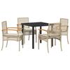 VidaXL Ensemble de salle à manger de jardin 5 pièces avec coussins Beige Poly Rattan 3380828