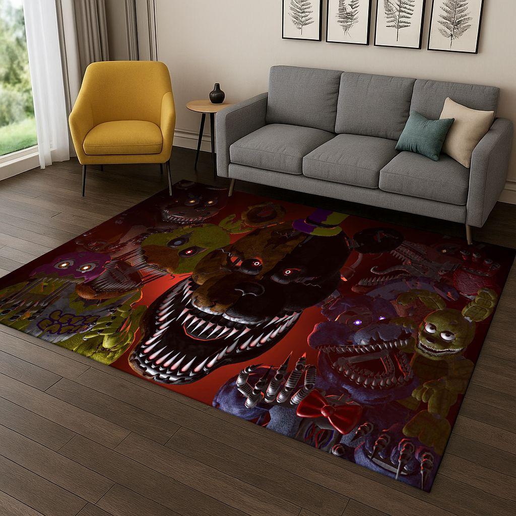 3D Spiel F-FNAF Freddy Cartoon Teppich für Zuhause Schlafzimmer Wohnzimmer Sofa Fußmatte Dekoration, Kinder Spielteppich Rutschfeste Matte Geschenk