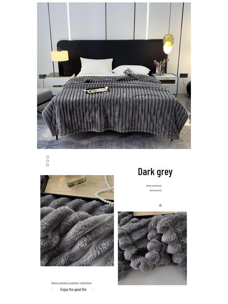 Nordic Style 4cm Rabbit Plush Drawstring Blanket for Sofa or Office