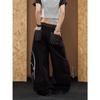 Printed Street Summer Wide Leg Pants Women's Loose Casual Pants Men's Vintage Alphabet High Street American Sub-Trendy Black