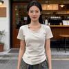 Women's Slim Fit Pure Cotton White Short-Sleeve T-Shirt - Round Neck, Versatile Basic Summer Top