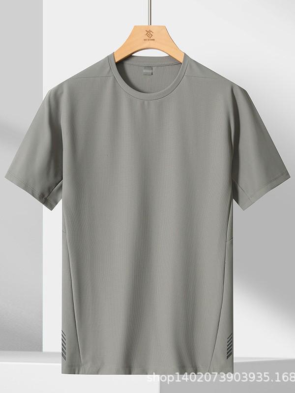 Summer Ice Silk Breathable Short Sleeve Loose T-shirt L темно-синий