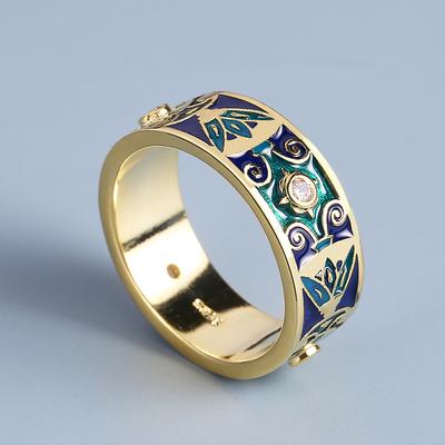 Exquisite Creative Handmade Enamel Ring for Women's Fashion Bohemian Pattern Colorful Dripping Glue Engagement Ring
