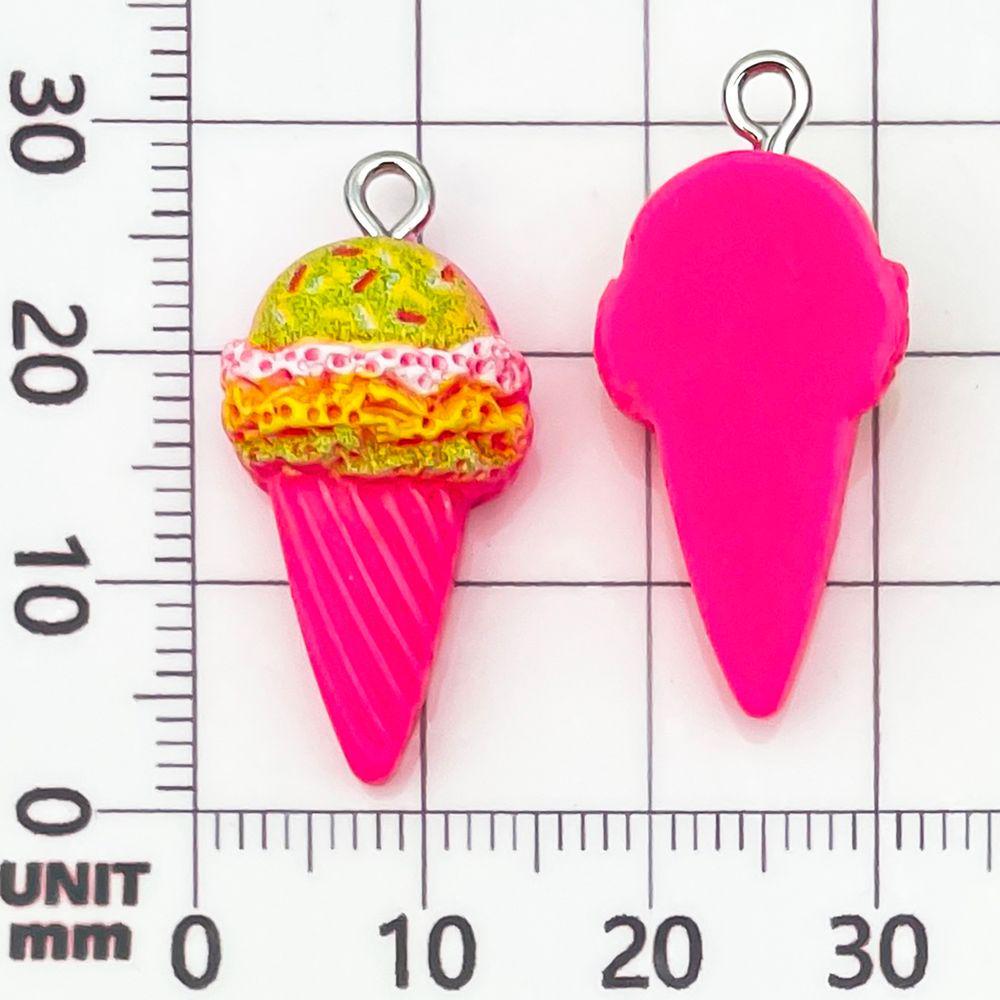 12 Mixed Color Resin Ice Cream Pendant Charms for DIY Jewelry