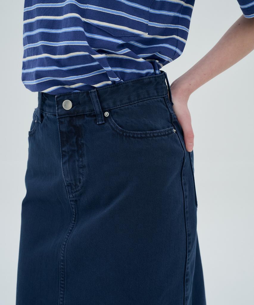 Jeonggamseutyudio Pigment Dyed Denim Long Skirt_2 Color