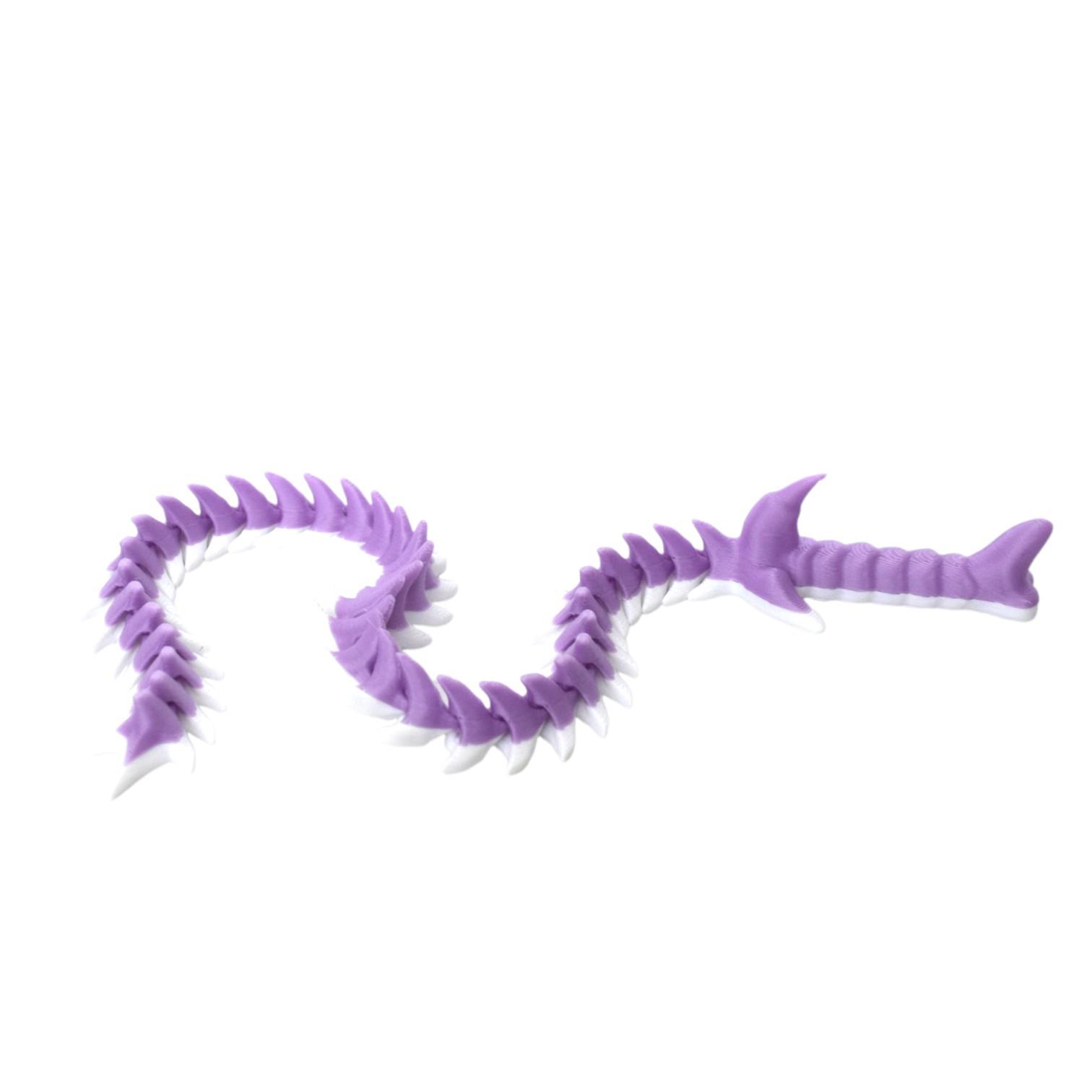

3D Printed Snake Bone Whip: Creative Animal Model Toy & Decorative Display Item for Kids Purple and White