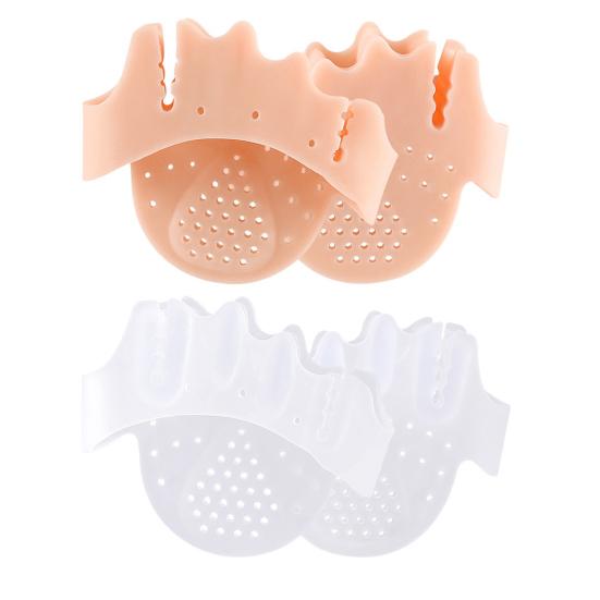 1 Pair 5 Hole Toe Separator, Thickened Elastic Forefoot Cushion Pad for Overlapping Toes, Breathable Bunion Corrector for Women