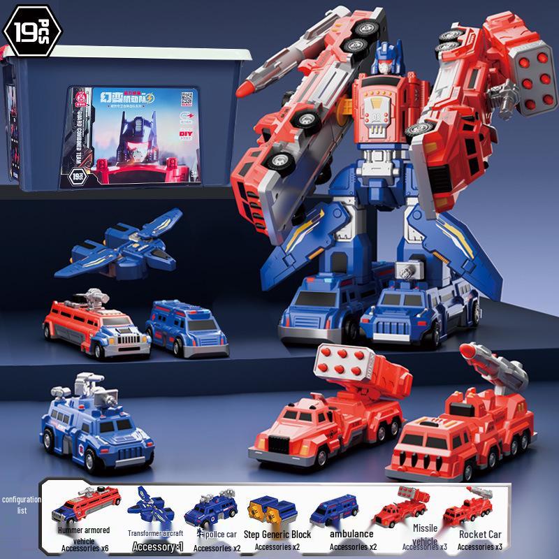 Children's Magnetic Transforming Robot Building Blocks Toy Set