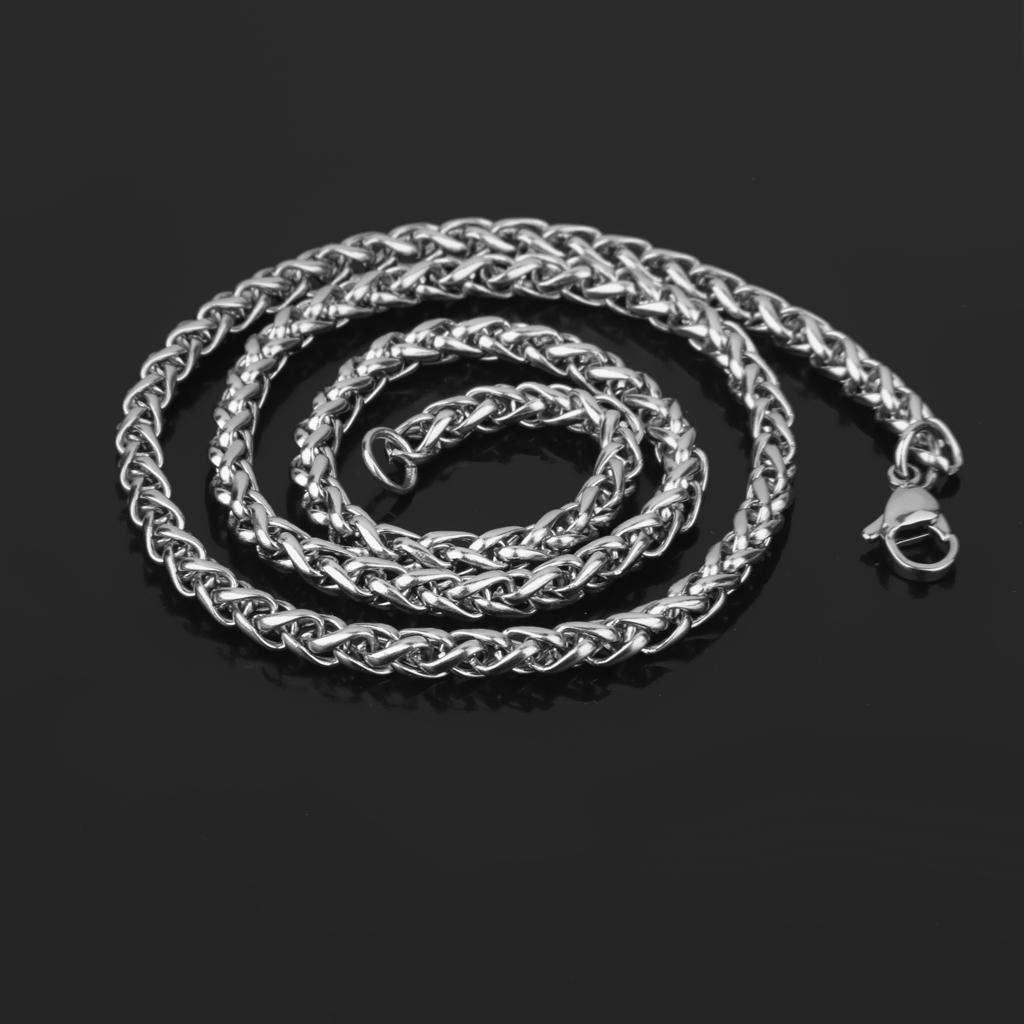 3MM 22" MENS Silver Stainless Steel Wheat Braided Chain Necklace Jewelry 3MM 22" MENS Silver Stainless Steel Wheat Braided Chain Necklace Jewelry