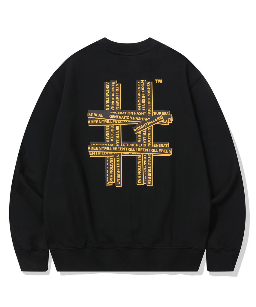 BEENTRILL Gold Taping Hashtag Sweatshirt (Black)