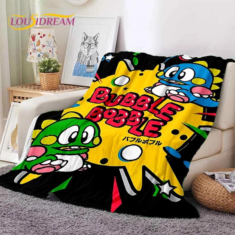 Cartoon Bubble Bobble Puzzle Bobble Retro Game Soft Flannel Blanket for Beds Bedroom Sofa Picnic,Throw Blanket Outdoors Leisure