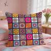 Vintage Bohemian Floral Grid Cushion Cover Short Plush Pillow Case Room Sofa Cushion Covers Home Decor Funda