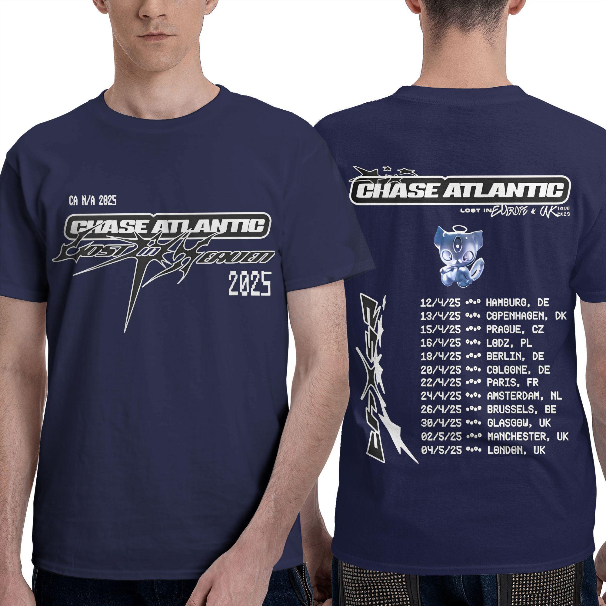 

Chase atlantic Футболка Мужская Музыка Винтажная Футболки из Чистого Хлопка Летняя Футболка с Круглым Вырезом Хипстерский Принт Оверсайз Топы 4XL