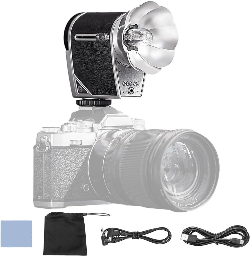 GODOX lux Cadet Retro Camera Color Auto and Manual Flash Flash 28mm Focal Compatible with and Olympus Hot Shoe Cameras Flash, GN10, 6200K±300K